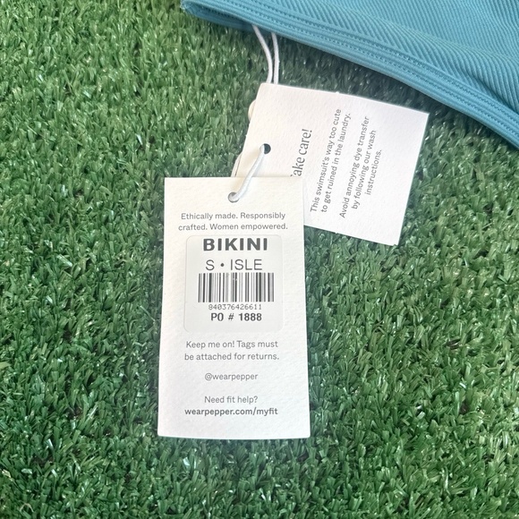 NWT Wear Pepper Ribbed Active Light Blue Isle Bikini Bottom Women Size Small - Picture 3 of 4